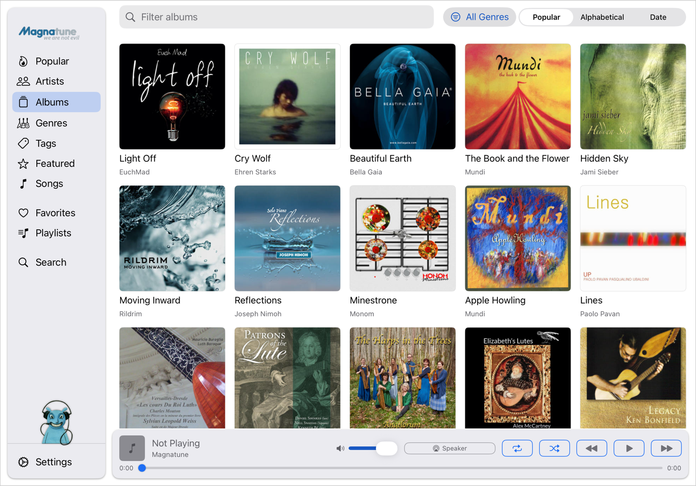 A music app running on an iPad, installed with SideStep