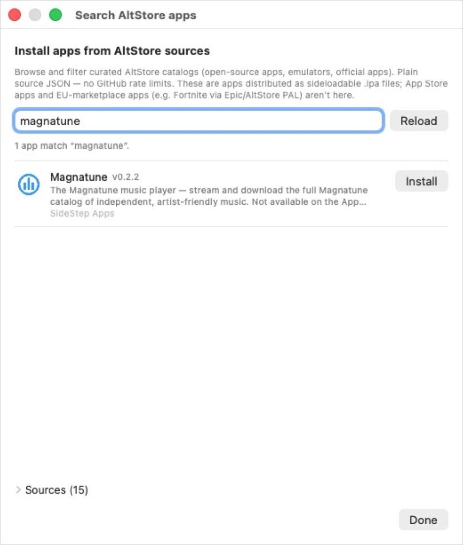SideStep's built-in catalog of sideloadable apps